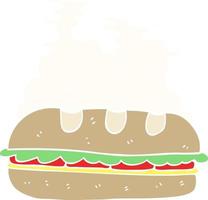 flat color illustration of huge sandwich vector