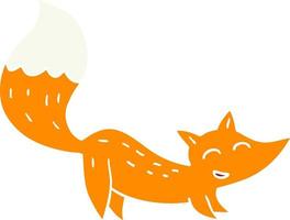 flat color illustration cartoon happy fox vector