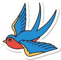 sticker of tattoo in traditional style of a swallow vector
