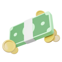 Bundles cash, gold coins floating on transparent. Mobile banking and Online payment service. Saving money wealth and business. Bonus cash back and refund cartoon style. Cashback 3d icon render. png