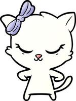 cute cartoon cat with bow vector