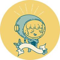 icon of a tattoo style woman in astronaut suit vector