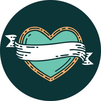 iconic tattoo style image of a heart and banner
