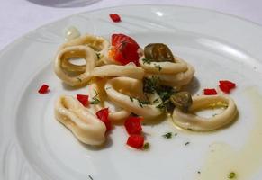 Squid rings on the plate photo