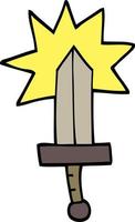 hand drawn doodle style cartoon sword vector