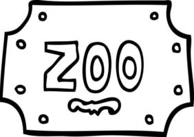 signo de zoológico de dibujos animados en blanco y negro vector