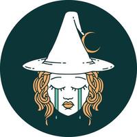 icon of crying human witch character vector