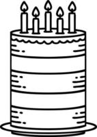 tattoo in black line style of a birthday cake vector
