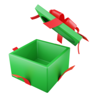 3D rendering open box present isolated on transparent background png