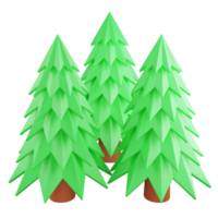 3D rendering group of flat design Christmas tree isolated on transparent background png