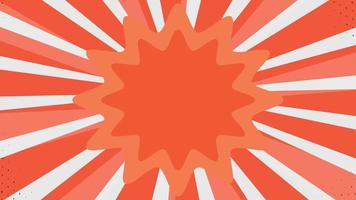 Comic pop art background Cartoon sunburst pattern red, Stripes sunburst rotating motion with clouds. Radial lines rotates on a halftone pattern. Retro backdrop for comics superhero text. 4k Animation video