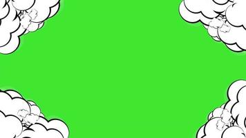 Cartoon cloud template pop art and comic style with green screen. video
