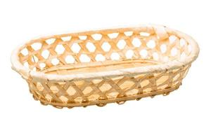 Wooden basket on white background photo