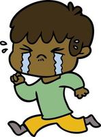 cartoon boy crying vector