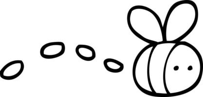 abeja de dibujos animados en blanco y negro vector