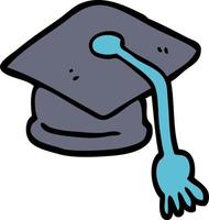 hand drawn doodle style cartoon graduation hat vector