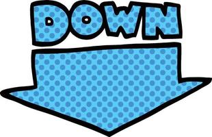 comic book style cartoon down arrow vector