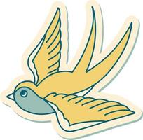 sticker of tattoo in traditional style of a swallow vector