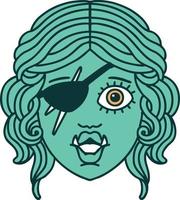 Retro Tattoo Style orc rogue character face vector