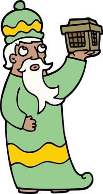 one of the three wise men hand drawn doodle style cartoon