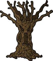 grunge textured illustration cartoon spooky tree vector