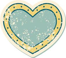 iconic distressed sticker tattoo style image of a heart vector