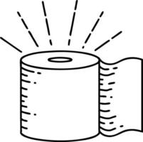 illustration of a traditional black line work tattoo style toilet paper vector