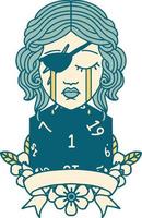 Retro Tattoo Style crying human rogue with natural one roll vector