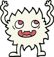 hand drawn doodle style cartoon funny furry monster vector