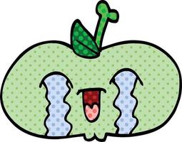 comic book style cartoon of a sad apple vector