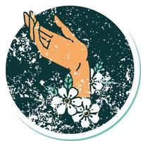 iconic distressed sticker tattoo style image of a hand vector