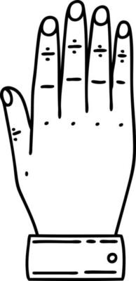 tattoo in black line style of a hand