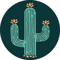 iconic tattoo style image of a cactus vector