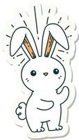 sticker of a tattoo style cute bunny vector