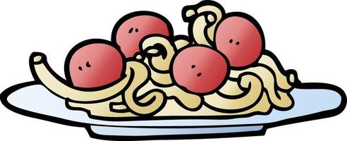 vector gradient illustration cartoon spaghetti and meatballs
