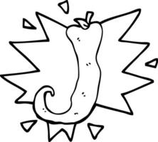 black and white cartoon red hot chili vector