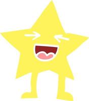 flat color illustration cartoon laughing star character vector