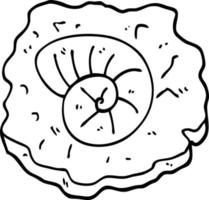 black and white cartoon ancient fossil vector