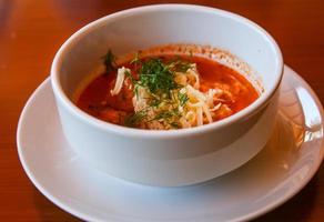 Tomato soup in the bowl photo