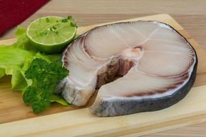 Raw blue shark steak photo