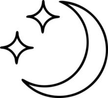 tattoo in black line style of a moon and stars vector