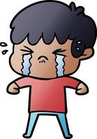 cartoon boy crying vector