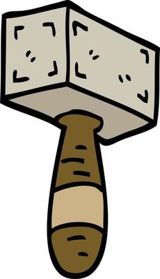 hand drawn doodle style cartoon hammer