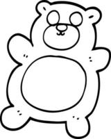 black and white cartoon teddy bear vector