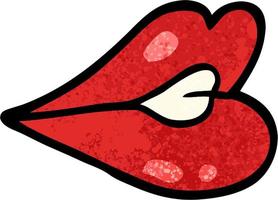 grunge textured illustration cartoon pouting lips vector
