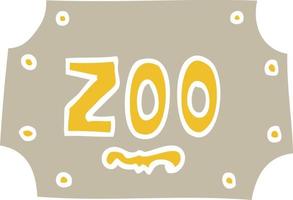 flat color illustration cartoon zoo sign vector