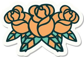 sticker of tattoo in traditional style of a bouquet of flowers vector