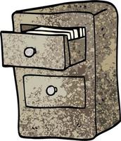 grunge textured illustration cartoon drawers of files vector