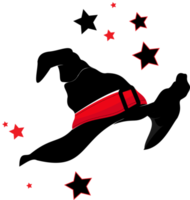 schwarzer böser Hexenhut mit rotem Gürtel und kleinen Sternen 2 png