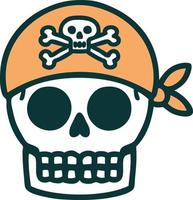 iconic tattoo style image of a pirate skull vector